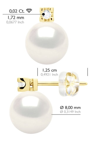 Pendientes - Oro amarillo, perlas cultivadas y diamante
