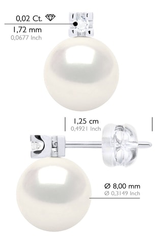 Pendientes - Oro blanco, perlas cultivadas y diamante