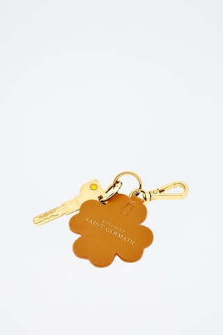 Llavero de piel Paris Clover - Marrón y dorado