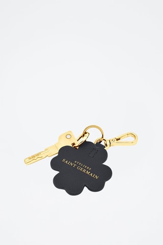 Llavero de piel Paris Clover - Negro y dorado