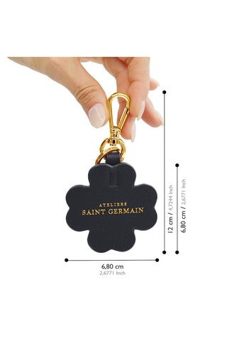 Llavero de piel Paris Clover - Negro y dorado