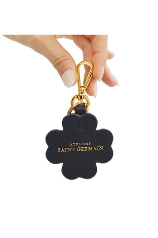 Llavero de piel Paris Clover - Negro y dorado