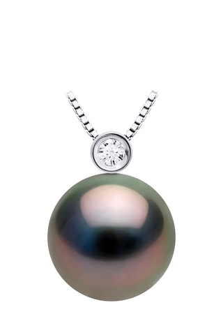 Collar - Oro blanco, perla cultivada de Tahití y diamante