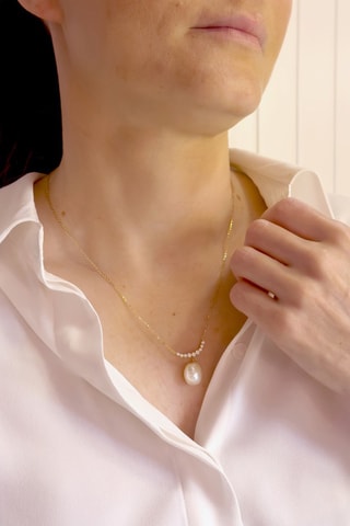 Collar - Plata chapada en oro amarillo y perla cultivada