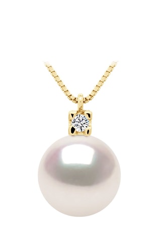 Collar - Oro amarillo, perla Akoya japonesa y diamante