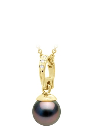 Colgante - Oro amarillo, diamantes y perla cultivada