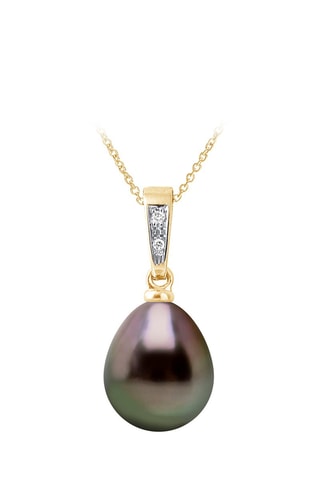 Colgante - Oro amarillo, diamantes y perla cultivada