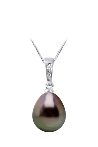 Colgante - Oro blanco, diamantes y perla cultivada