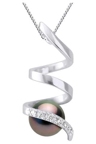 Colgante - Oro blanco, diamantes y perla cultivada