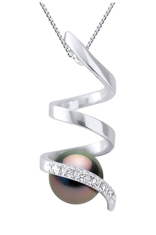 Colgante - Oro blanco, diamantes y perla cultivada