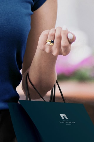 Anillo - Oro amarillo, diamantes y perlas cultivadas