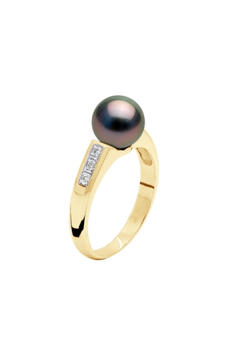 Anillo - Oro amarillo, diamantes y perla cultivada