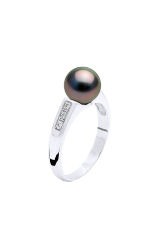 Anillo - Oro blanco, diamantes y perla cultivada