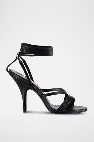 Kalfsleren Sandalen met Hak - Zwart