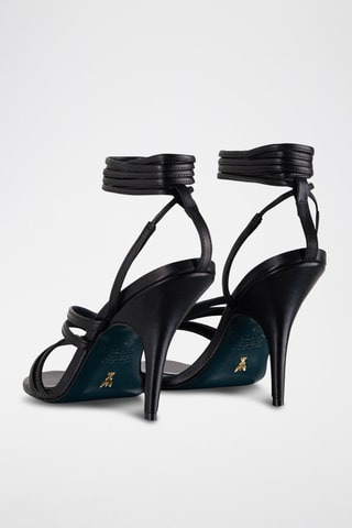 Kalfsleren Sandalen met Hak - Zwart