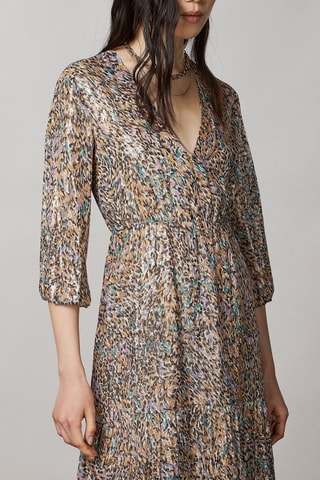 Robe longue en soie - Marron