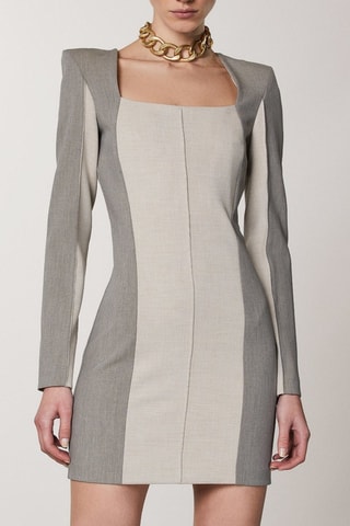 Robe fourreau - Gris et beige