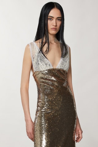 Robe fourreau - Beige et doré