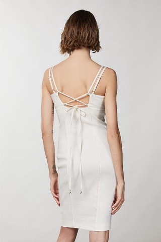 Linnen Nauwaansluitende Jurk - Wit