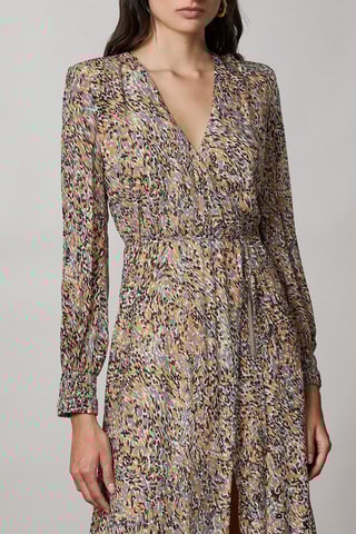 Robe portefeuille - Beige et noir