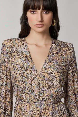 Robe portefeuille - Beige et noir