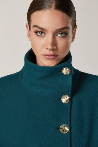 Wollen en Kasjmier Cape - Petrolblauw