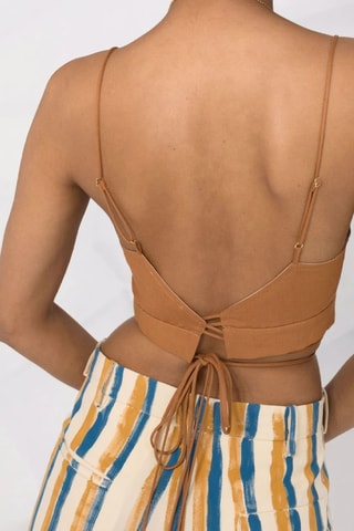 Crop top de lino - Marrón