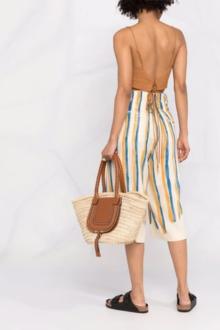 Crop top de lino - Marrón