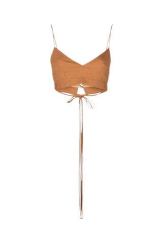 Crop top de lino - Marrón