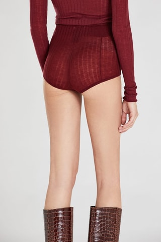 Shorty taille haute en laine - Bordeaux