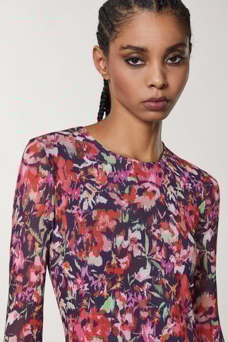 Robe midi - Rouge et violet