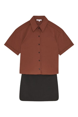 Jurk Trompe-l'œil - Bruin en Zwart