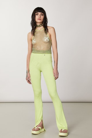 Broek Flare Cut Hoge Taille - Citroengeel