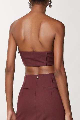 Crop top bustier en laine - Violet