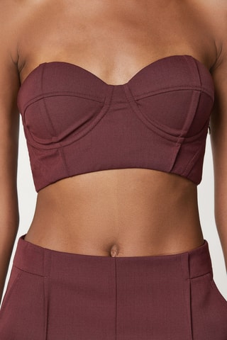 Crop top bustier en laine - Violet