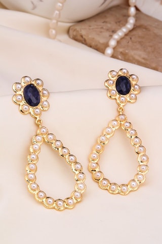 Oorbellen - Parels en Lapis lazuli