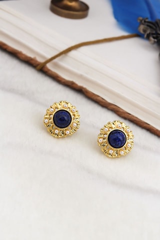 Oorbellen Lapis Lazuli en Cultivéparels