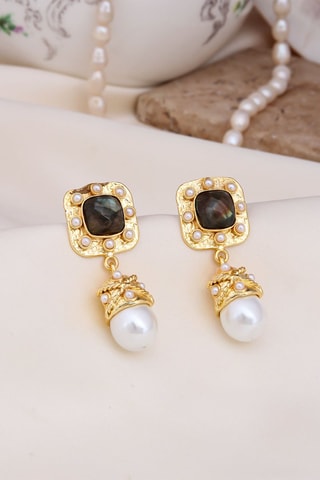 Oorbellen - Labradorieten en parels