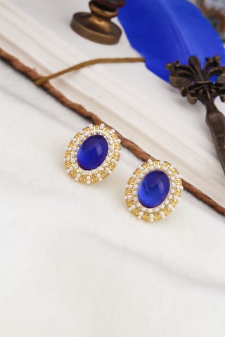 Oorbellen - Goudkleurig en Blauw