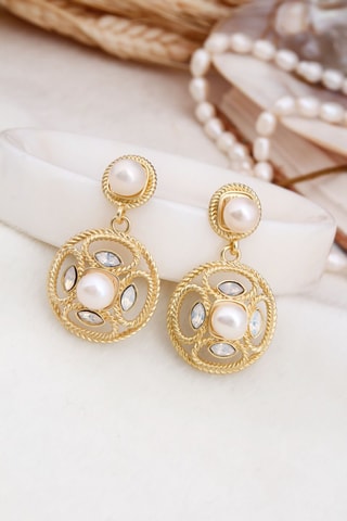 Oorbellen - Doublé Geelgoud, Cultivéparels en Zirkonia's