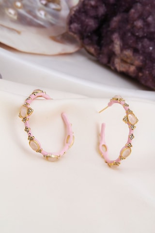 Halve Creolen - Doublé Geelgoud, Kwarts en Zirkonia’s