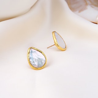 Oorbellen - Messing Doublé Goud en Parelmoer