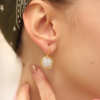 Oorbellen - Messing Doublé Goud en maansteen