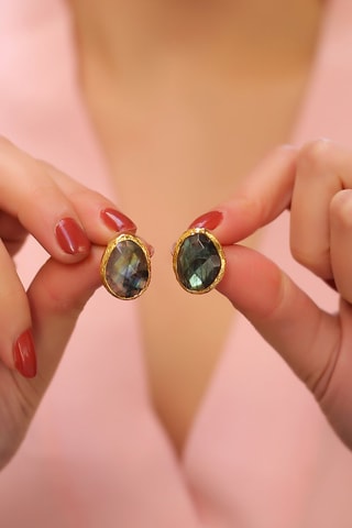 Oorbellen Brons en Labradorieten