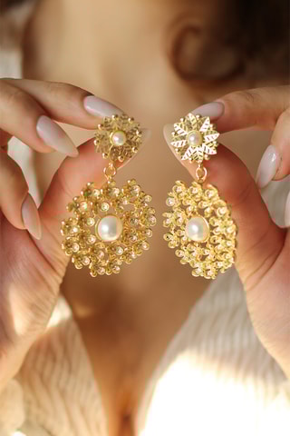 Oorbellen - Goudkleurig en Wit