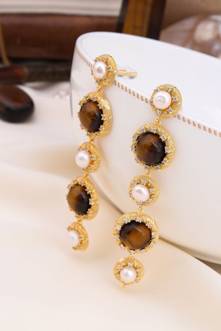 Oorbellen - Doublé Geelgoud en Tijgerogen