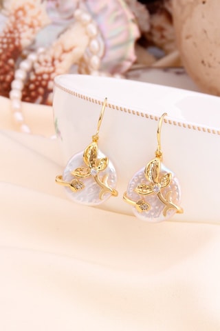 Oorbellen - Doublé Geelgoud en Parelmoer