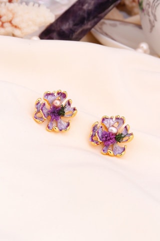 Oorbellen - doublé geelgoud en parelmoer