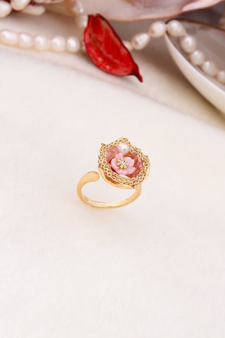 Ring - doublé geelgoud en parelmoer