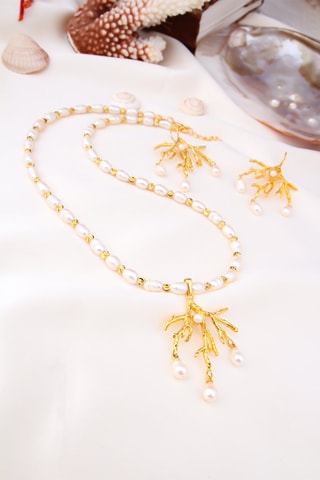 Ketting en Oorbellen - Cultivéparels